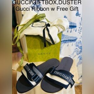 Gucci Gift Box Set: Authentic Gucci Duster, Ribbon, Tissue & Free Logo Shoe Gift